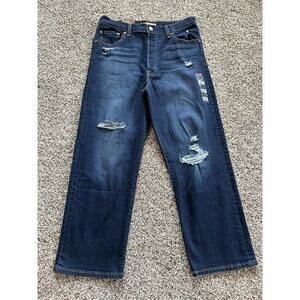 LEVI'S Jeans 32 x 27 (Act 33x26.5) Ribcage Straight Ankle Distressed NEW G23